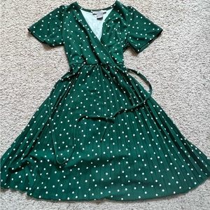 Lark + Grey Green Polka Dot Dress